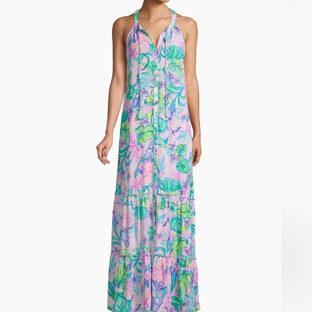 Lilly Pulitzer Luliana Print Halter Maxi Dress XL